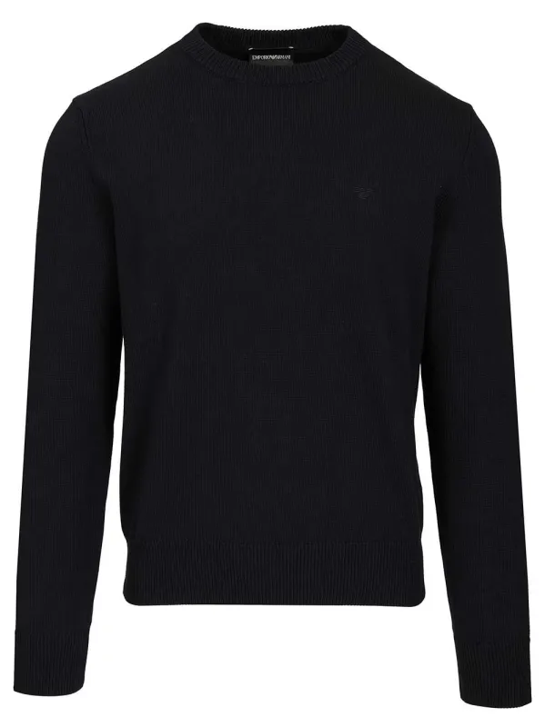 Cotton Sweater Knitwear Blue made by Emporio Armani