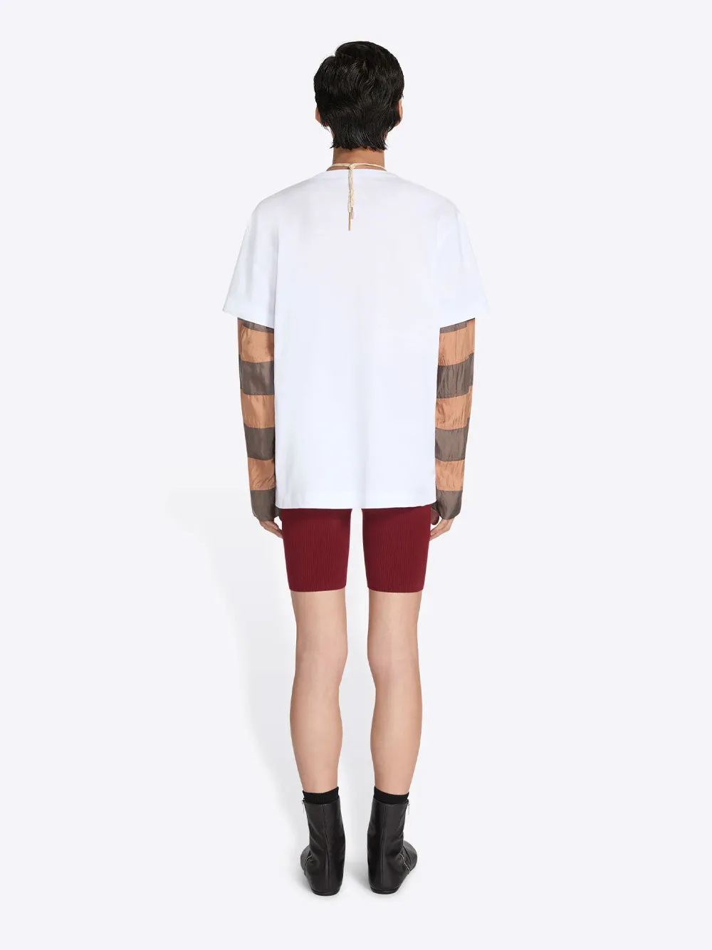 Loose Fit Contrast Striped Sleeves T-Shirt sold by Wanan Luxury product image thumbnail 3