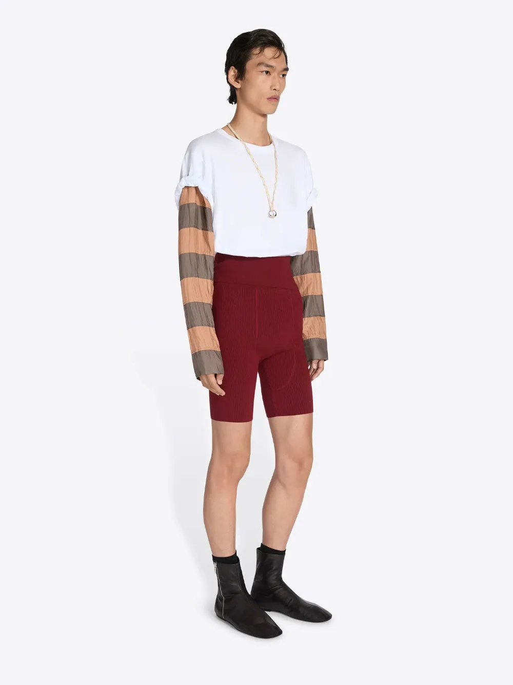 Loose Fit Contrast Striped Sleeves T-Shirt sold by Wanan Luxury product image thumbnail 2