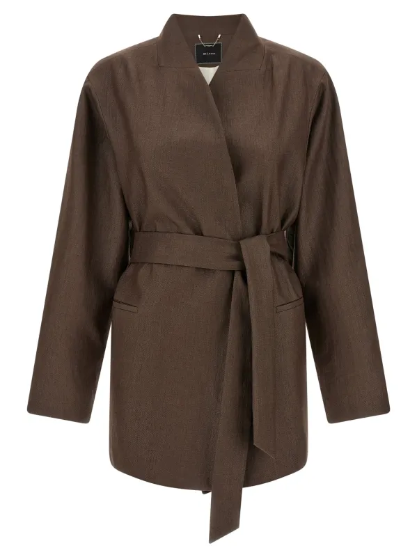 Linen Blend Blazer Blazers Brown made by Kiton