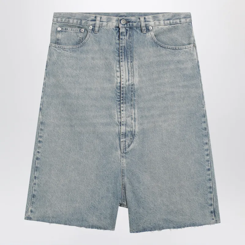 Low-Crotch Denim Bermuda Shorts In Ice Blue made by Maison Margiela