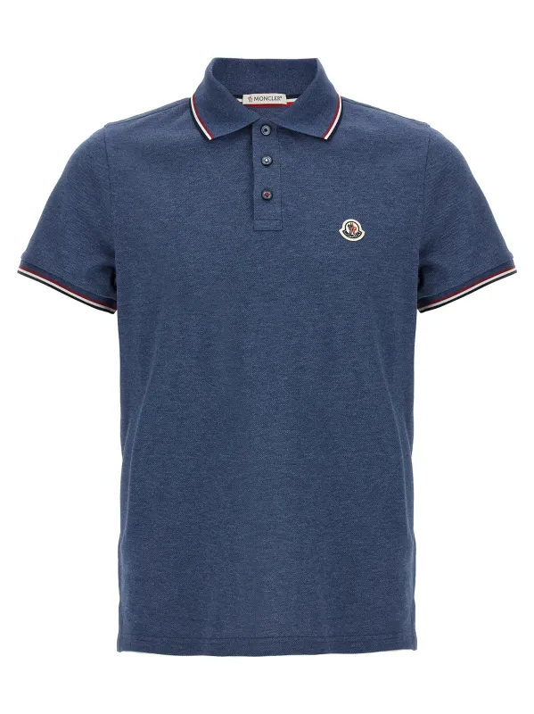 Tricolor Detail Shirt Polo Blue made by Moncler