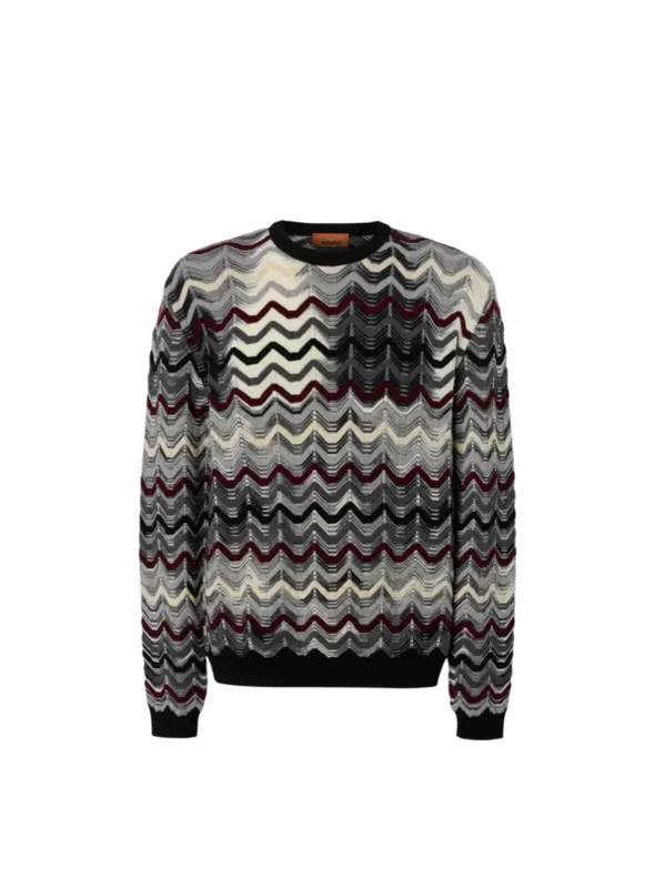 Crew-Neck Sweater With Geometric Zigzag Pattern made by Missoni
