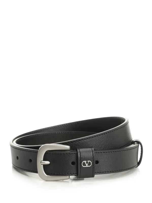Vlogo Signature Leather Belt Belts Black made by Valentino Garavani