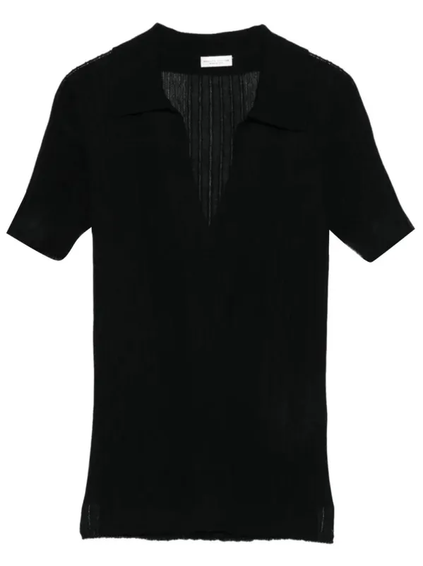 Contrast-Stitch Ribbed Polo made by Roberto Collina