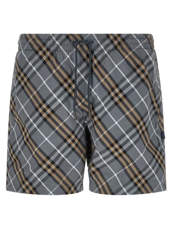 Swim Check Bermuda And Short Blue made by Burberry