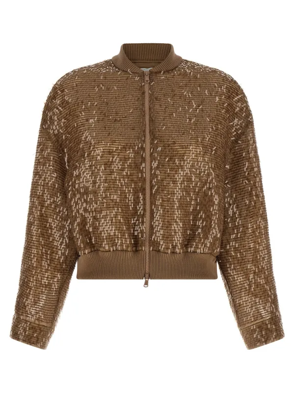 Zip Cardigan Sweaters And Cardigans Brown made by Brunello Cucinelli