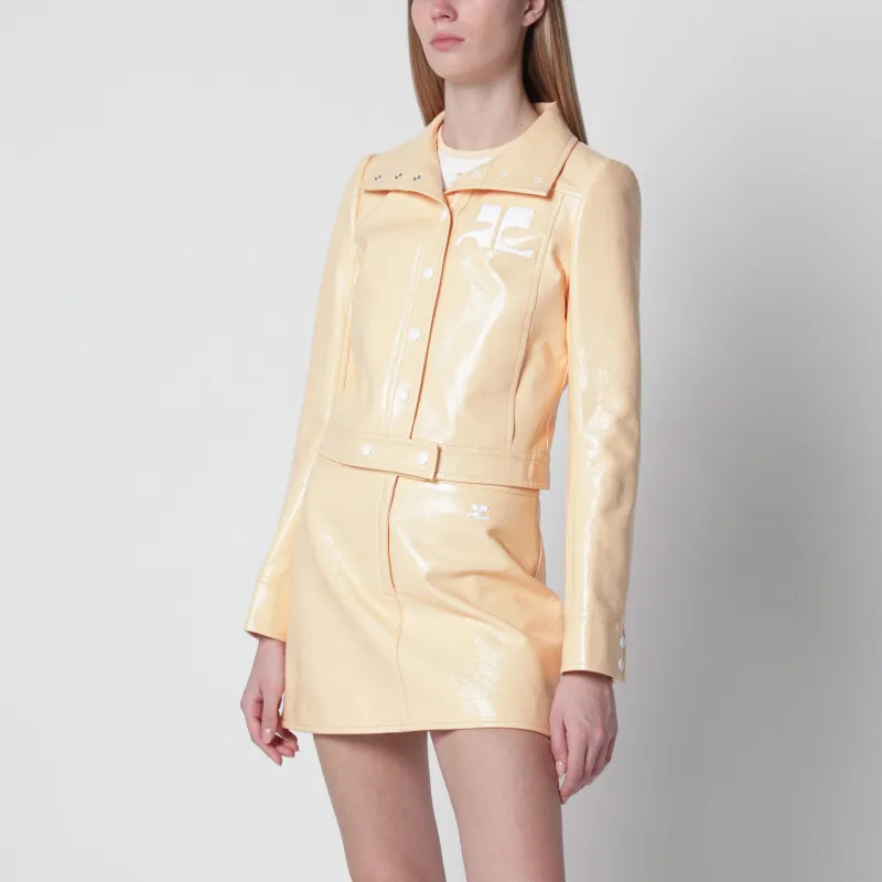 Reedition High-Neck Vinyl Jacket In Orange made by Courreges