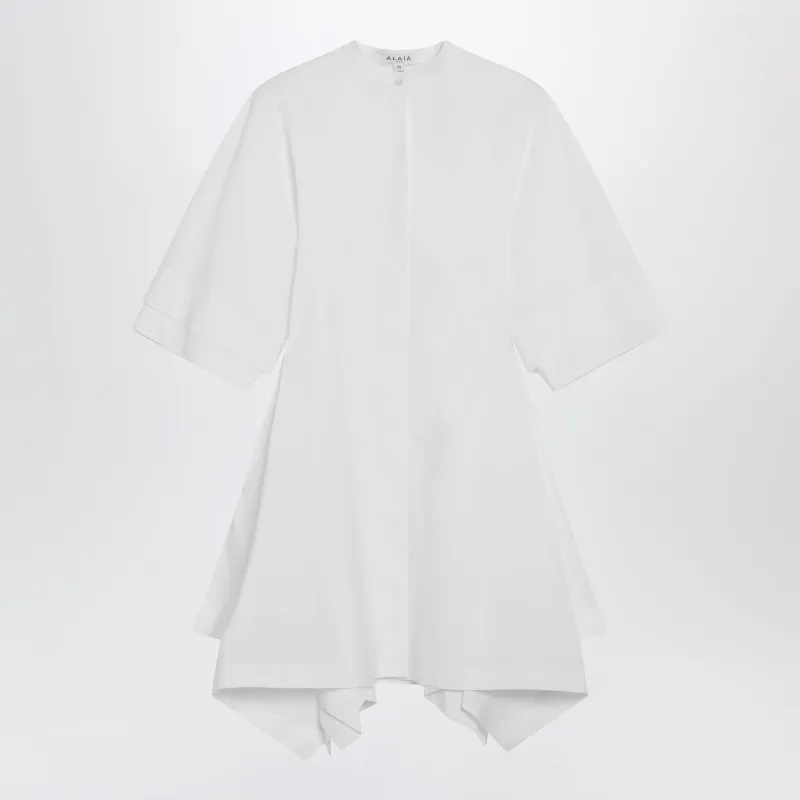 Panelled Cotton Poplin Dress In White made by Alaia