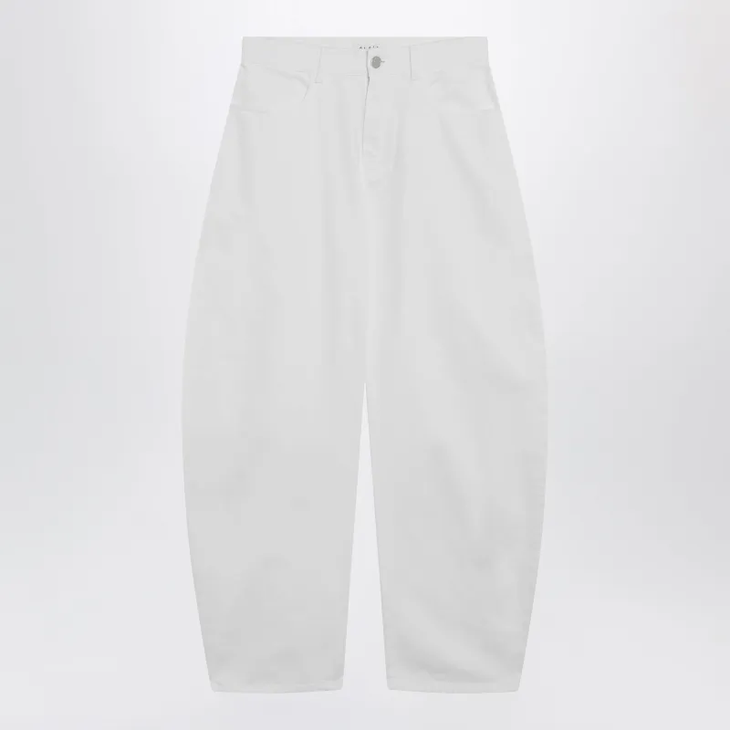 Low-Rise Rounded Jeans In White Denim made by Alaia