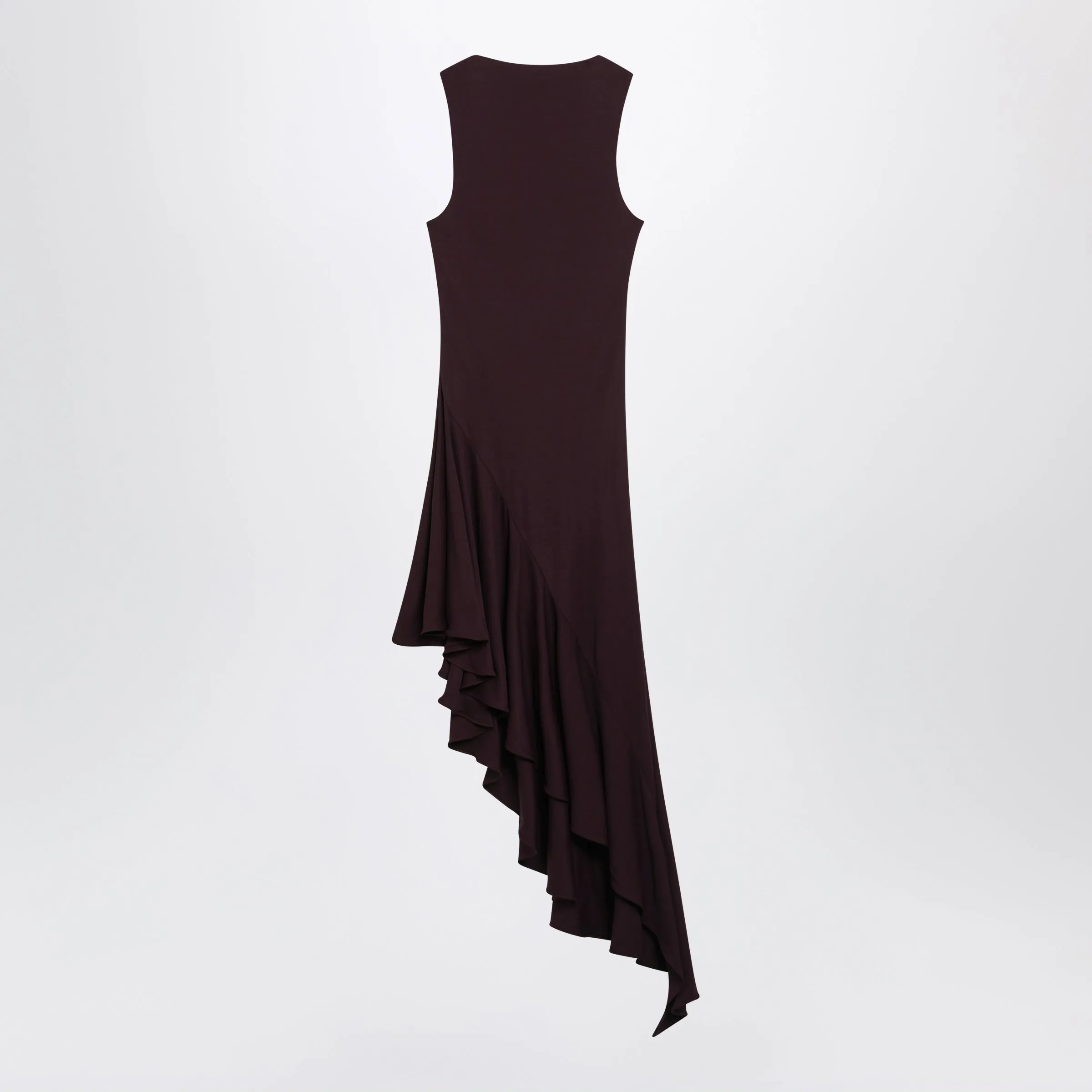 Asymmetric Fluid Jersey Dress In Burgundy Viscose sold by Wanan Luxury product image thumbnail 2
