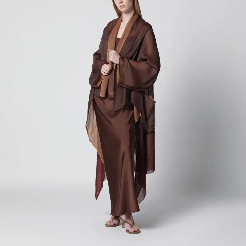 Brown Cape In Silk Organza made by Alberta Ferretti