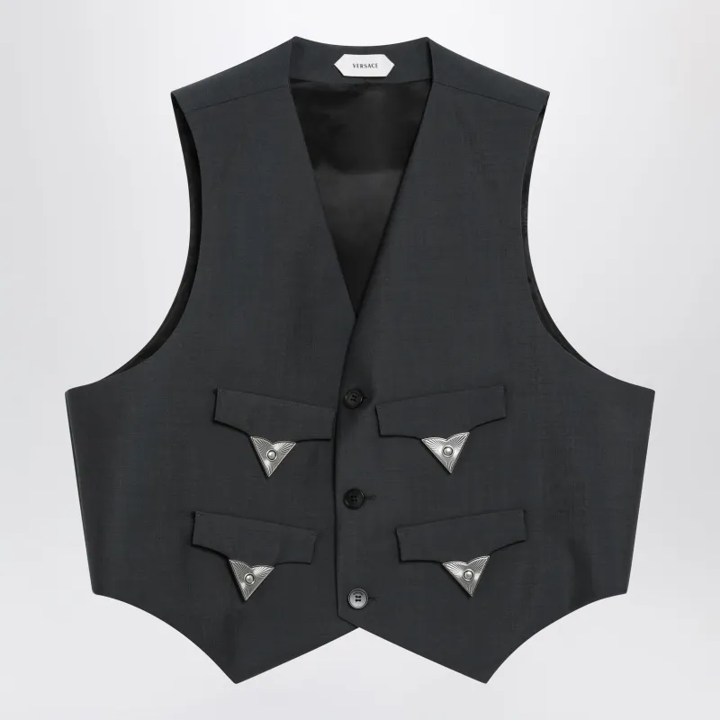 Grey Mohair Wool Vest made by Versace