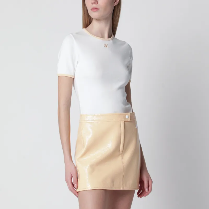 White/Blue Contrast Cotton Crew-Neck T-Shirt made by Courreges