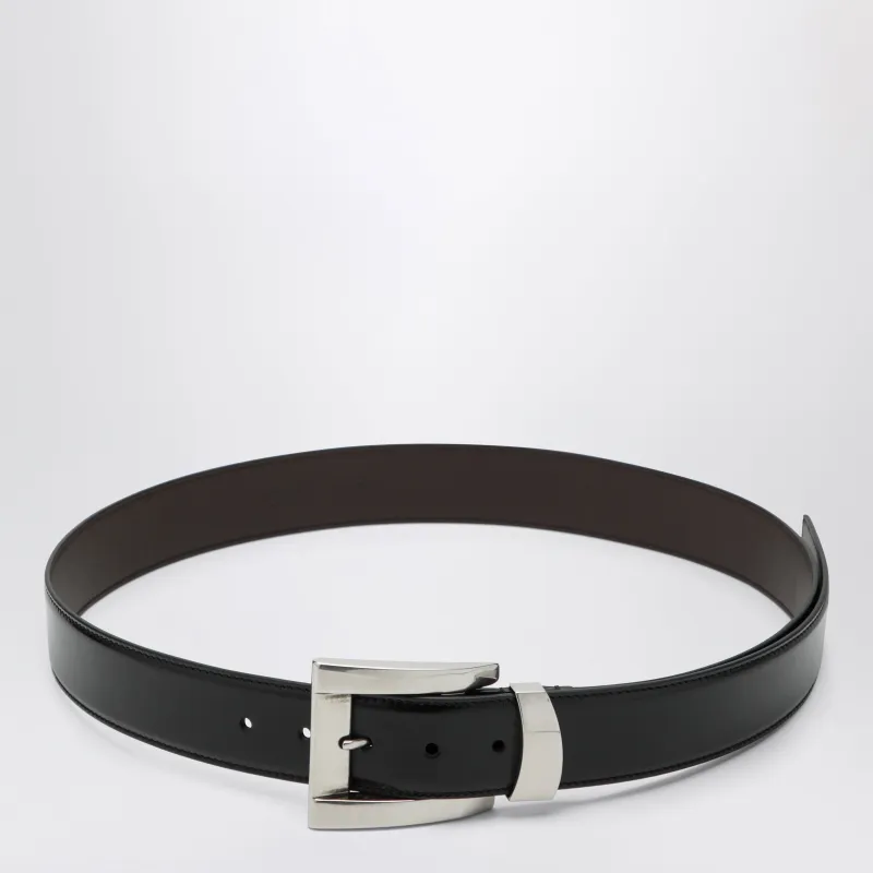 Black Leather Belt With Logo Lettering made by Versace