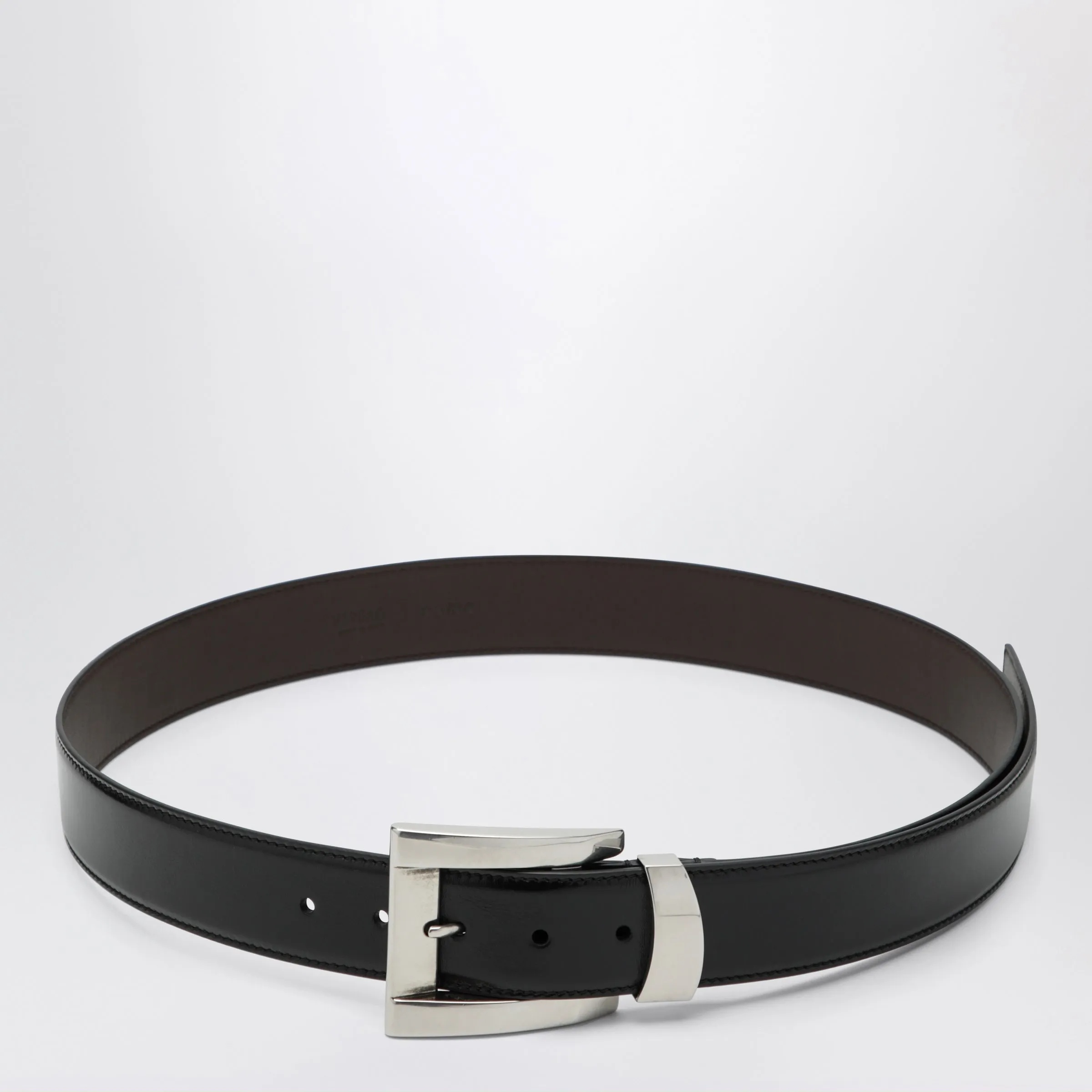 Black Leather Belt With Logo Lettering sold by Wanan Luxury