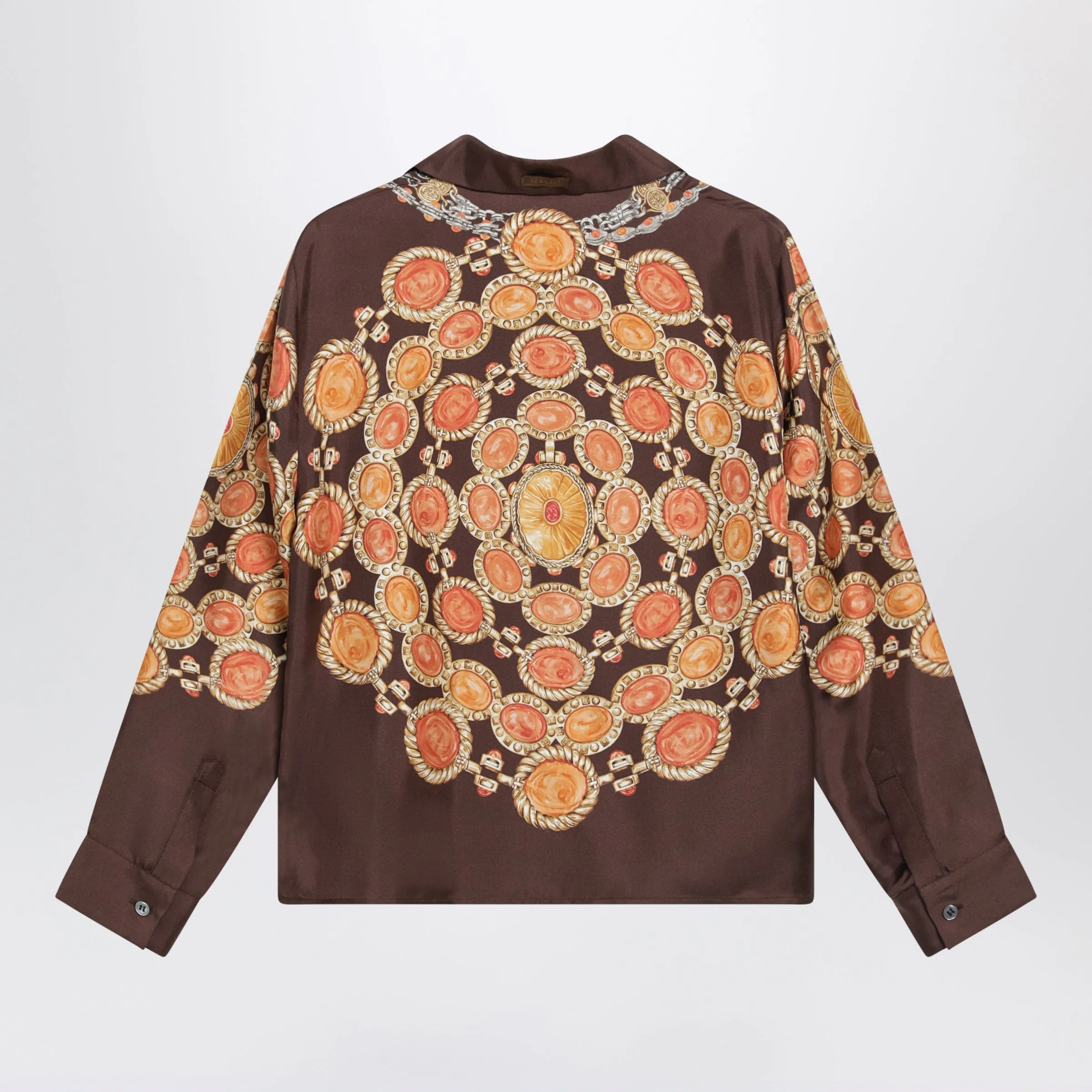 Brown Printed Silk Twill Shirt sold by Wanan Luxury product image thumbnail 2