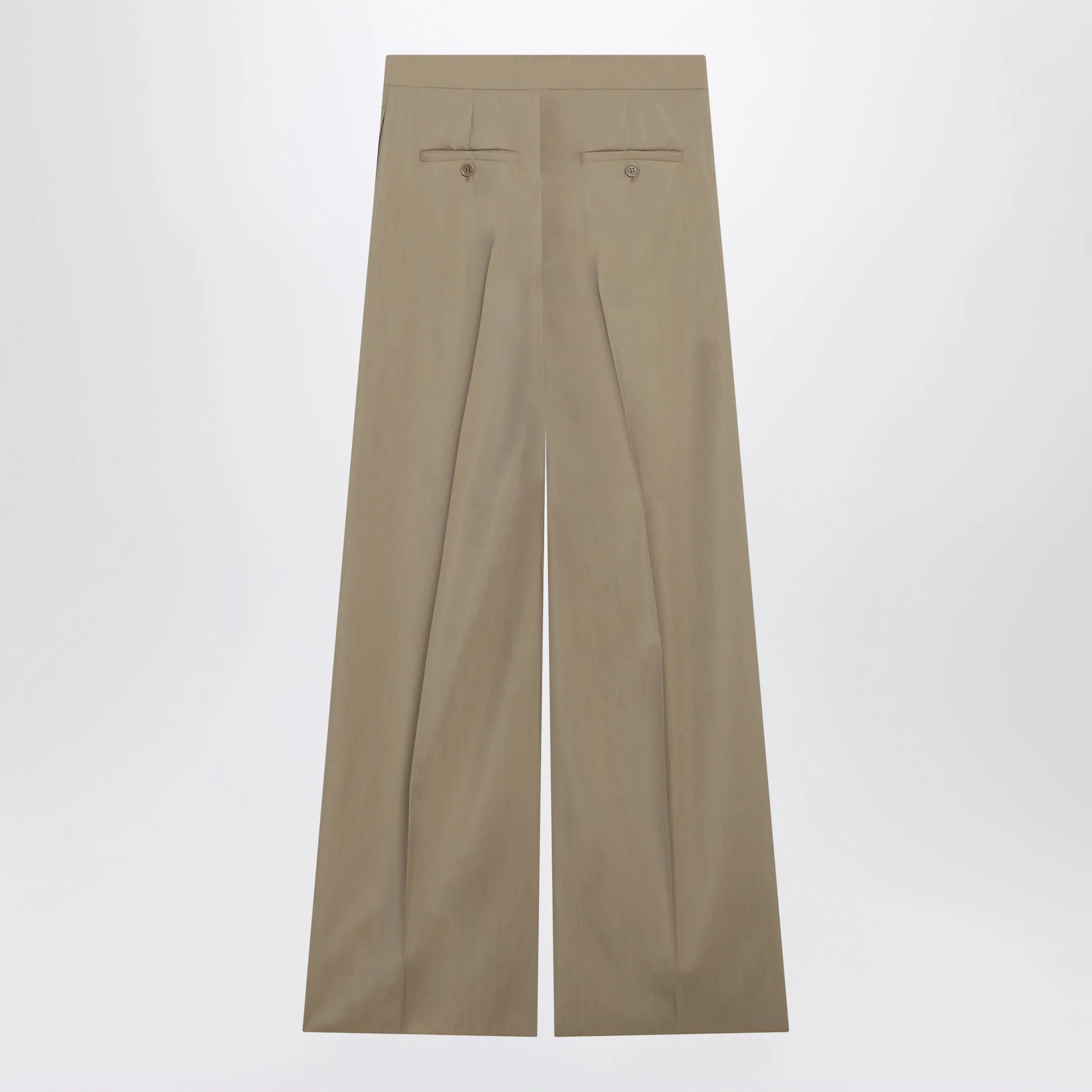 Wide-Leg Trousers In Sand-Colored Wool And Silk Poplin sold by Wanan Luxury product image thumbnail 2