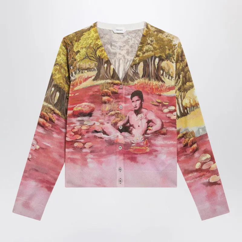 Printed Silk Knit Cardigan made by Versace