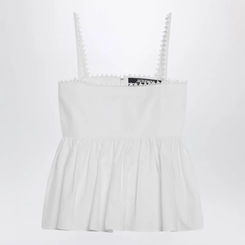 White Traversin Top With Ruffle made by Jacquemus