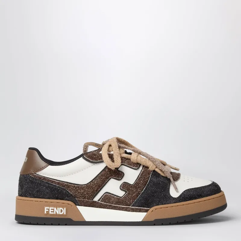 Match Trainers In White Leather And Brown Suede Low-Tops made by Fendi