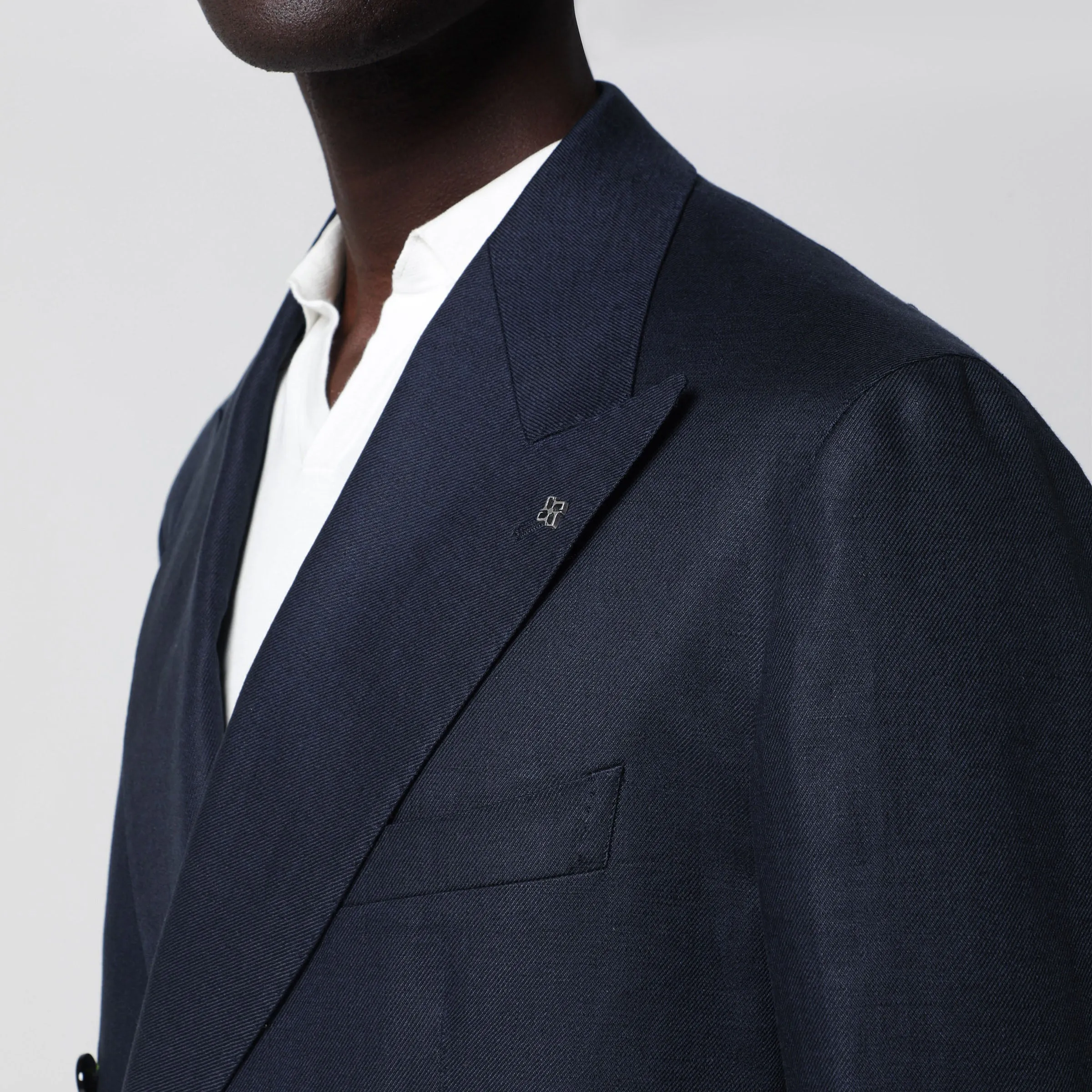 Double-Breasted Blue Linen Jacket sold by Wanan Luxury product image thumbnail 2