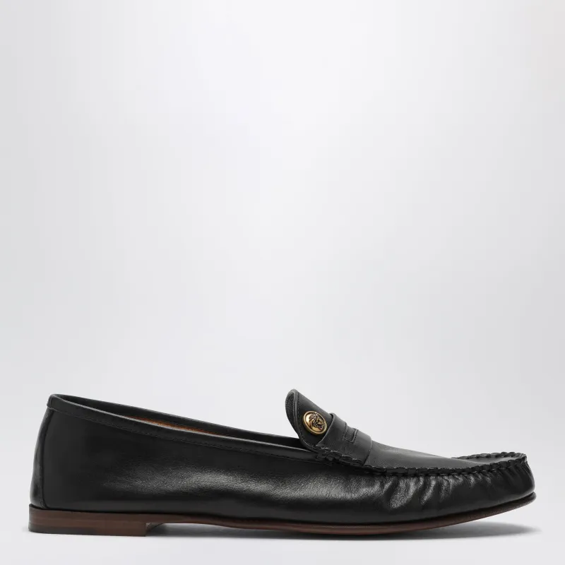 Black Guanto Loafers In Calf Leather made by Versace