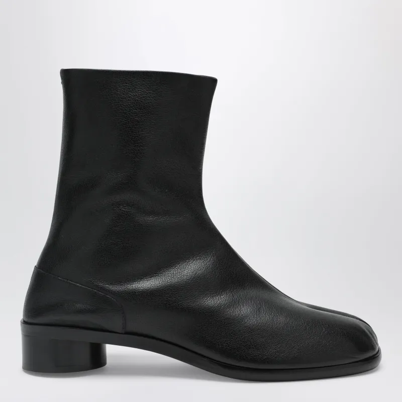 Black Leather Tabi Ankle Boots made by Maison Margiela