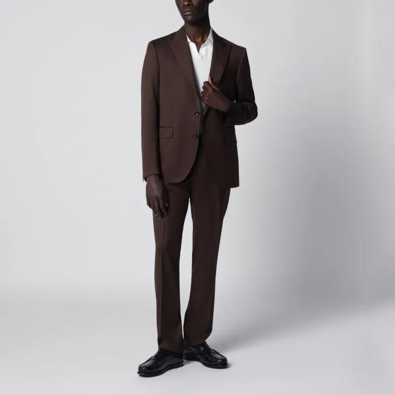 Single-Breasted Brown Wool Suit made by Tagliatore