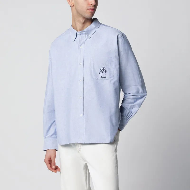 Light Blue Button-Down Cotton Shirt made by Brain Dead