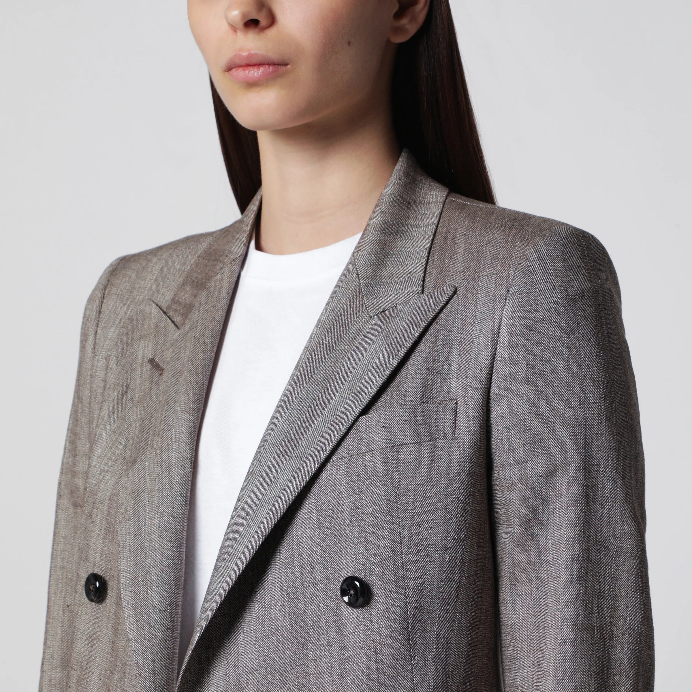 Double-Breasted Linen-Blend Jacket sold by Wanan Luxury product image thumbnail 2