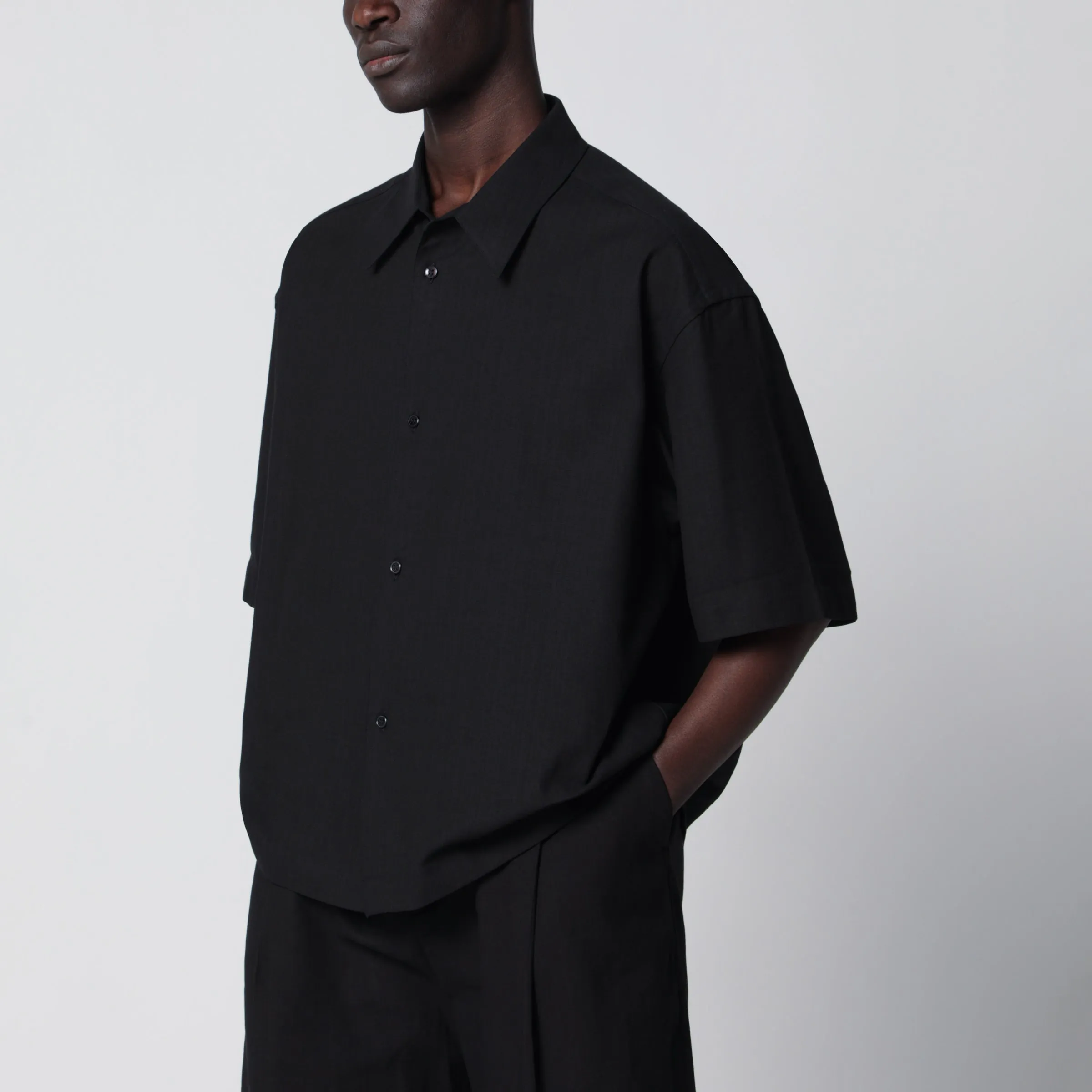 Black Cotton And Linen Shirt sold by Wanan Luxury