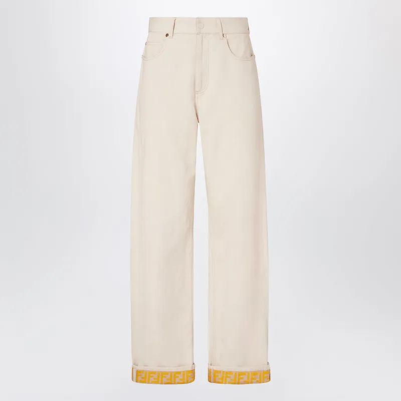 Beige Denim Trousers made by Fendi