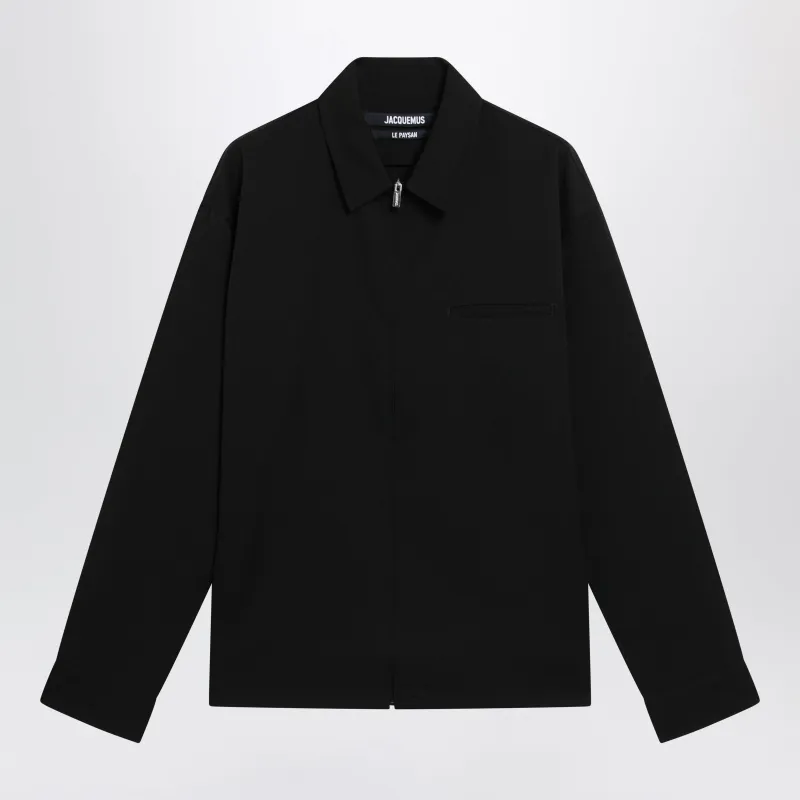 Mecano Zip-Up Shirt In Black Wool made by Jacquemus