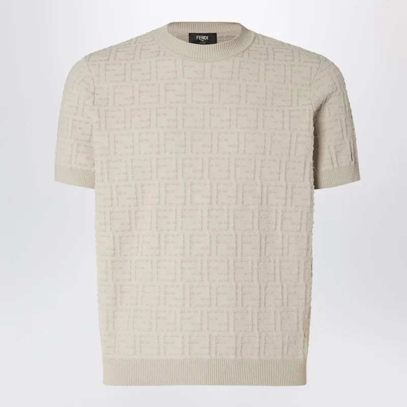 Grey Cream Ff Cotton Selleria Pullover made by Fendi