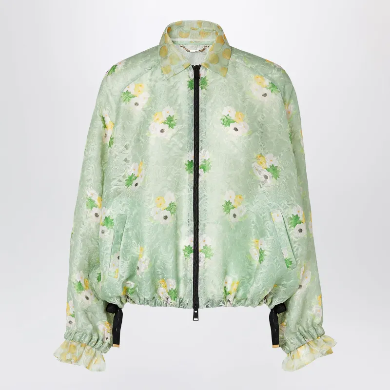 Light Green Organza Lace Bomber Jacket made by Fendi