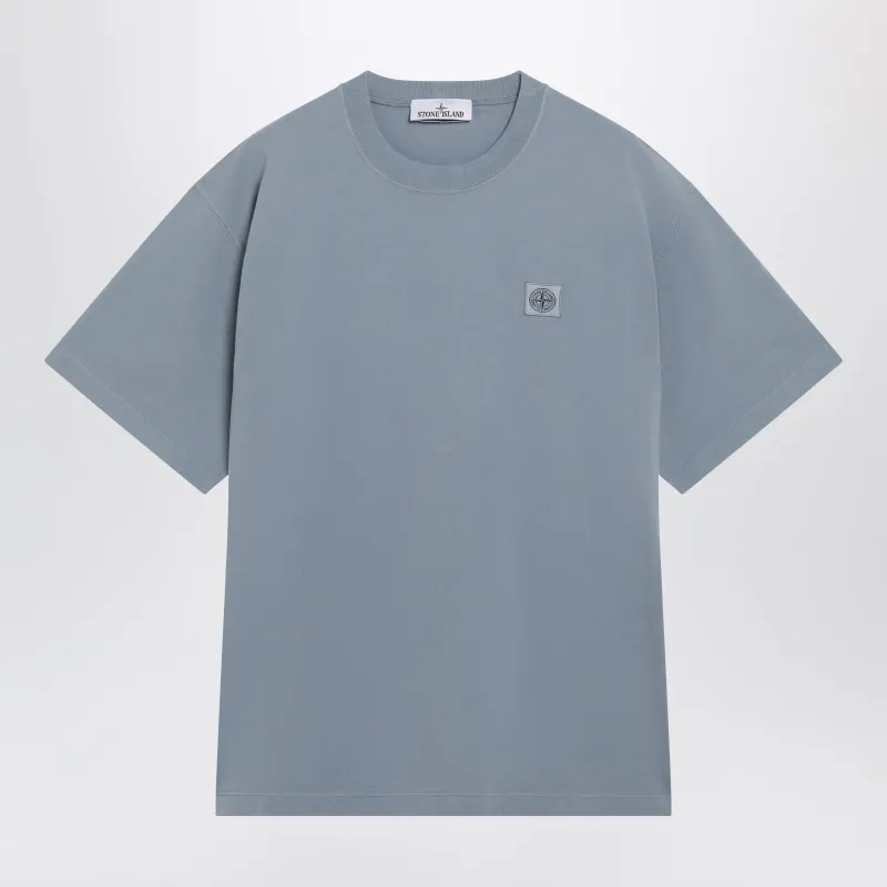 Blue T-Shirt With Compass Logo Patch made by Stone Island