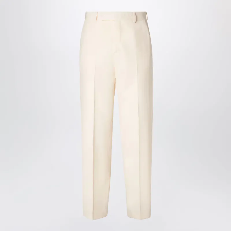 Beige Wool Gabardine Trousers made by Fendi
