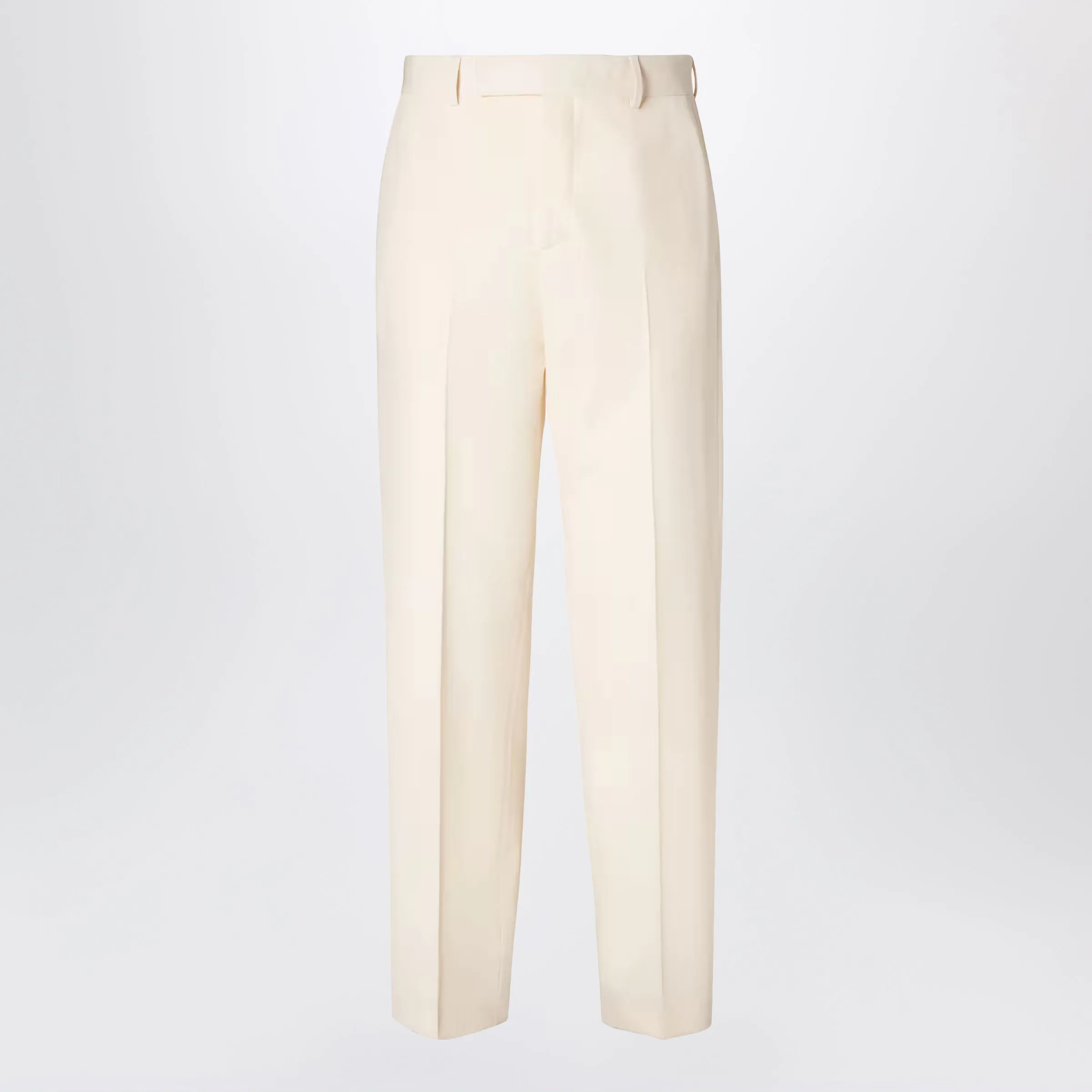 Beige Wool Gabardine Trousers sold by Wanan Luxury