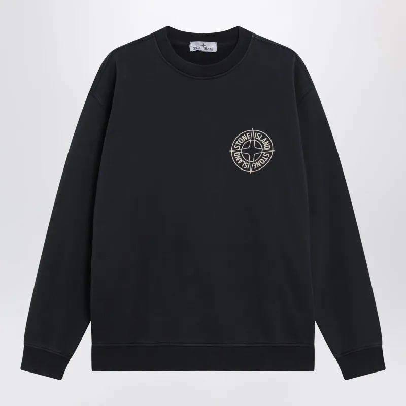 Oversized Navy Sweatshirt With Outline Compass Print made by Stone Island