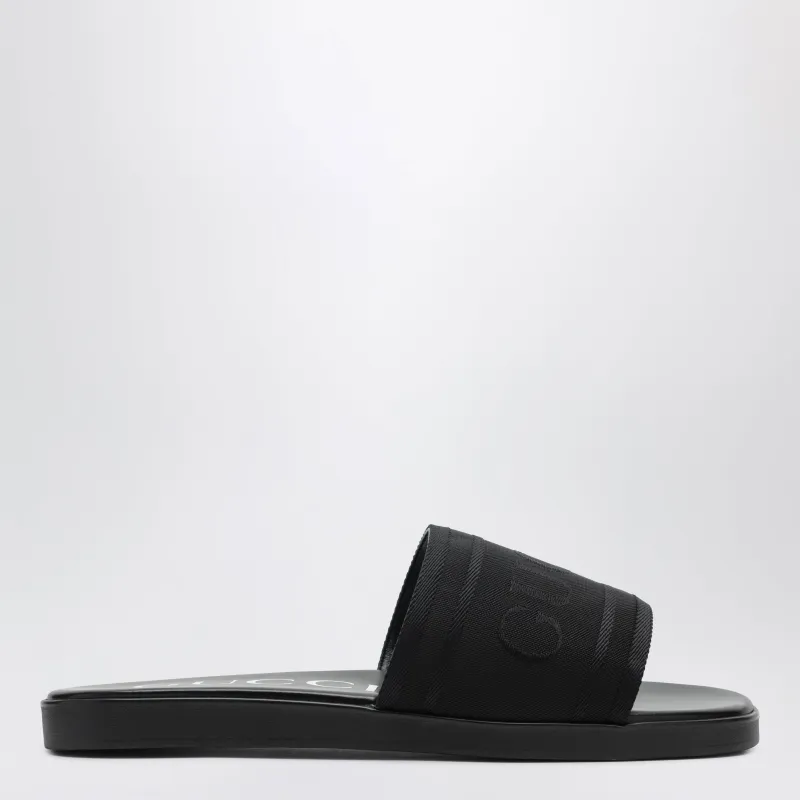 Black Jacquard Fabric Slides made by Gucci