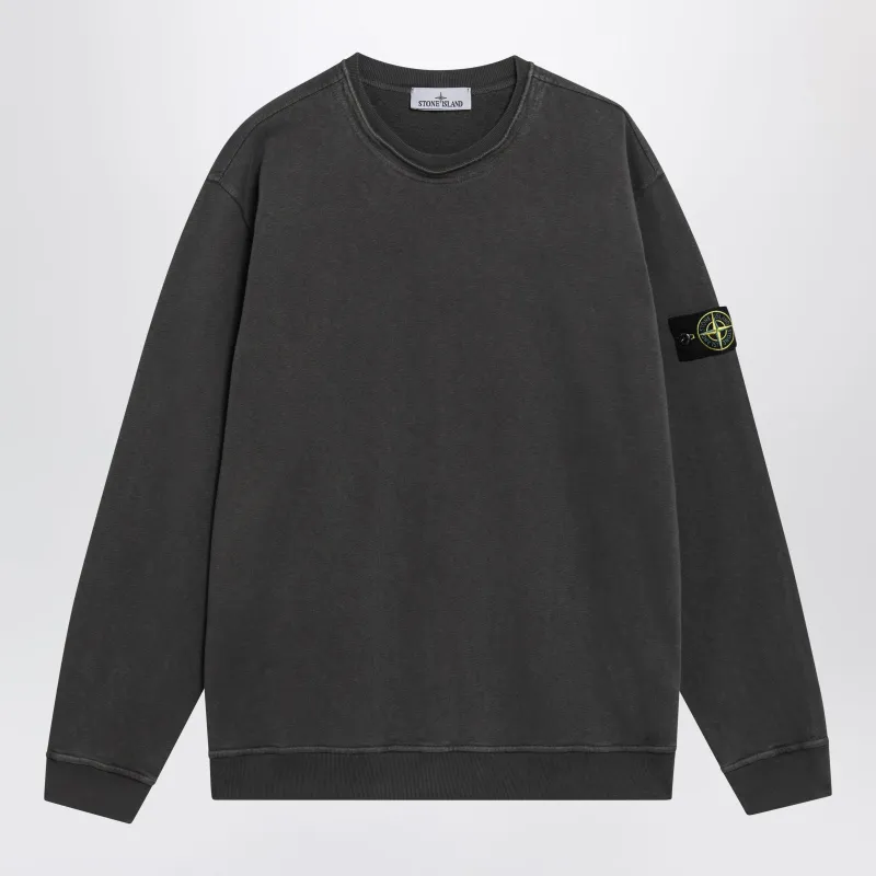 Crewneck Sweatshirt In Slub Cotton, Grey made by Stone Island