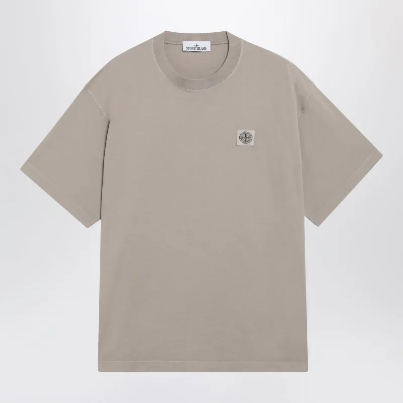 Desert-Colored T-Shirt With Compass Logo Patch made by Stone Island