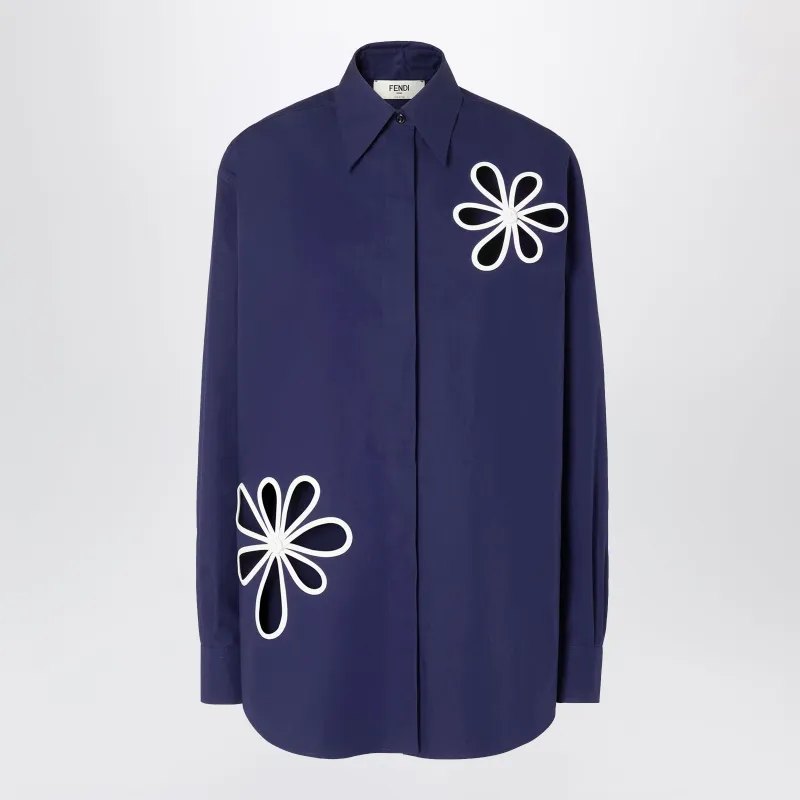 Dark Blue Poplin Shirt made by Fendi