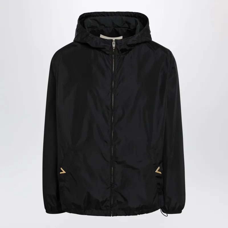 Black Windbreaker With Vgold Detail made by Valentino Garavani
