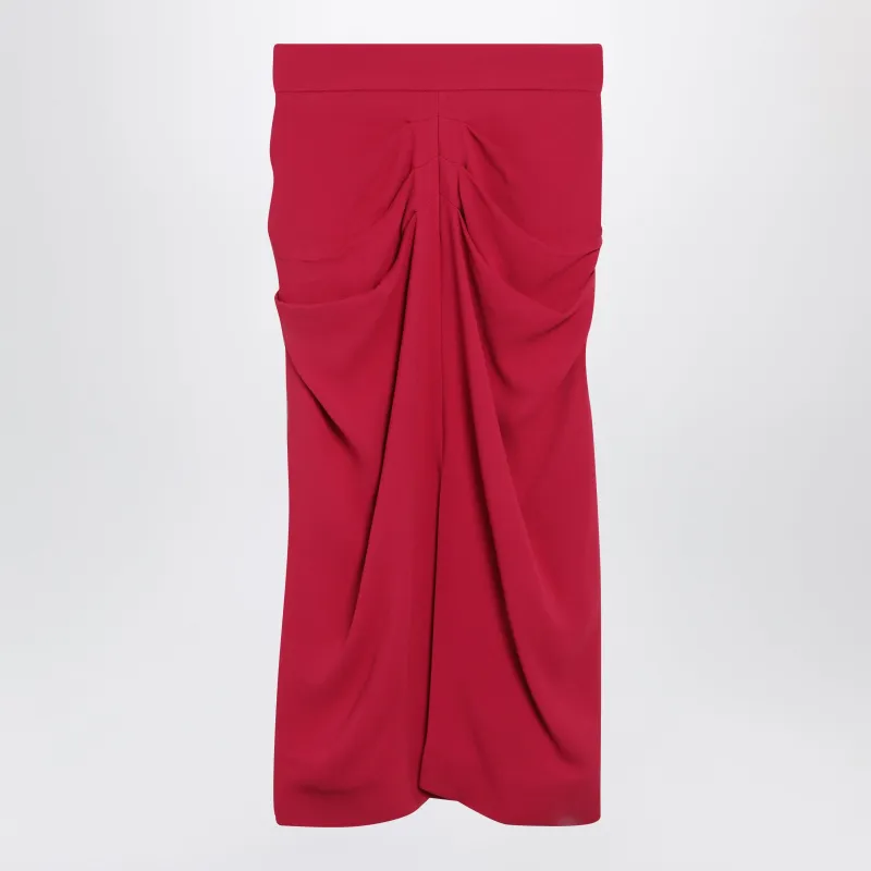 Red Midi Skirt With Ruched Detail made by Valentino