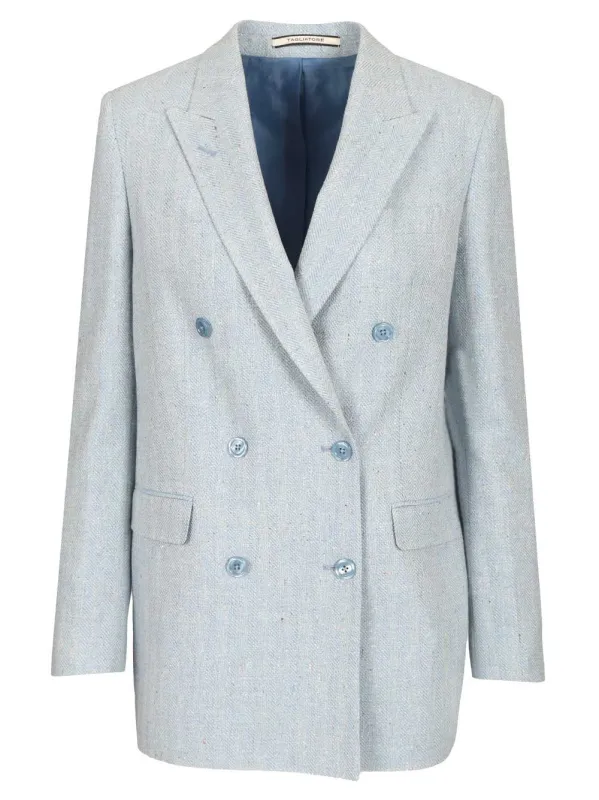 Oversized Double-Breasted Blazer Jackets Light Blue made by Tagliatore