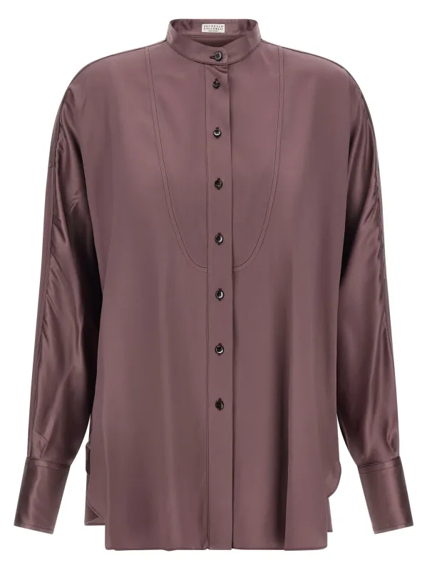 Korean Collar Shirt Shirt And Blouse Purple made by Brunello Cucinelli