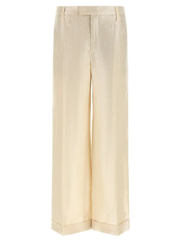 Lamé Linen Pants Gold made by Brunello Cucinelli