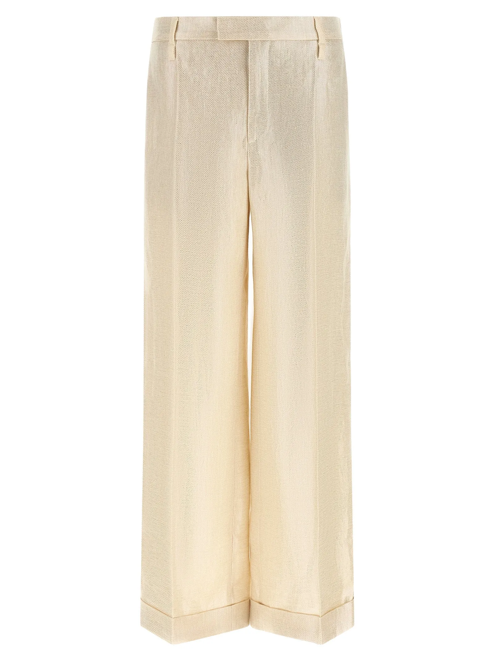 Lamé Linen Pants Gold sold by Wanan Luxury